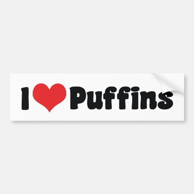 I Love Heart Puffins Bumper Sticker (Front)