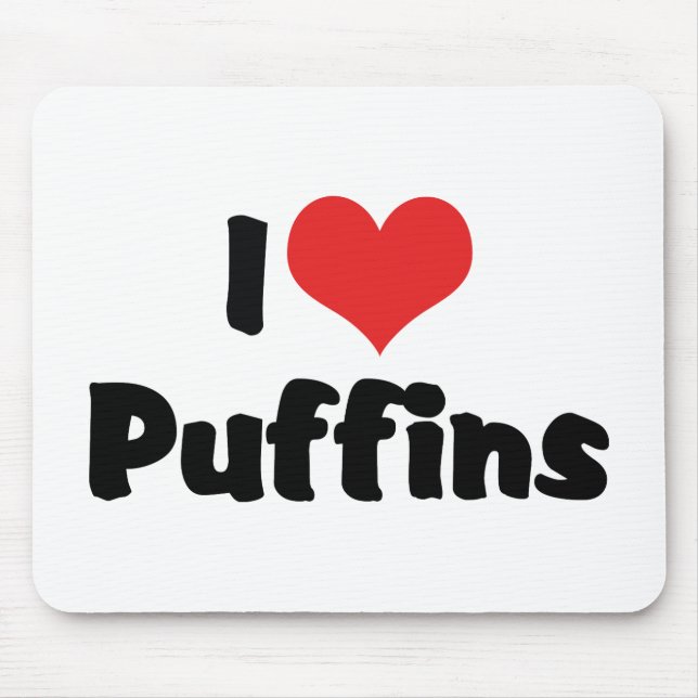 I Love Heart Puffins Mouse Pad (Front)