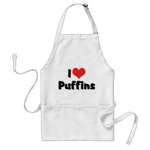 I Love Heart Puffins Standard Apron