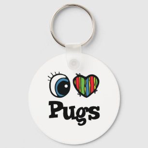 I Love (Heart) Pugs Key Ring