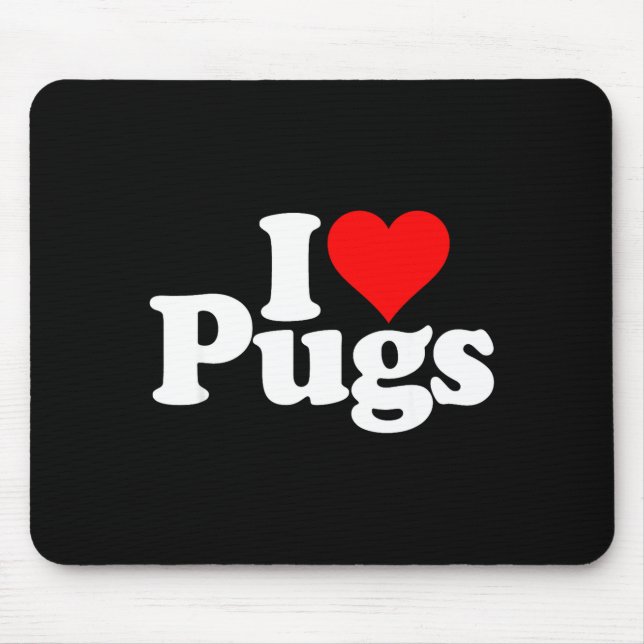 I Love Heart Pugs Pug Dog Canine  Mouse Pad (Front)