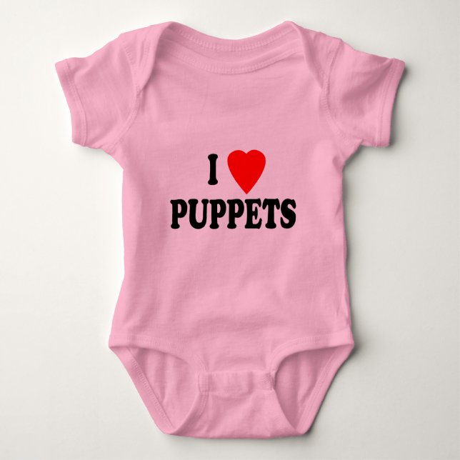 I LOVE (HEART) PUPPETS BABY BODYSUIT (Front)