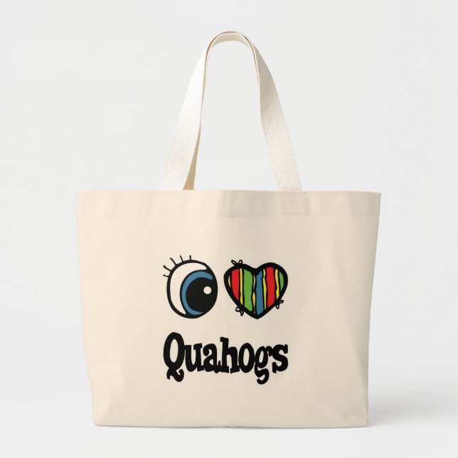 I Love (Heart) Quahogs Large Tote Bag (Front)