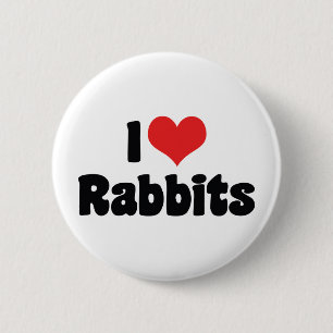 I Love Heart Rabbits 6 Cm Round Badge