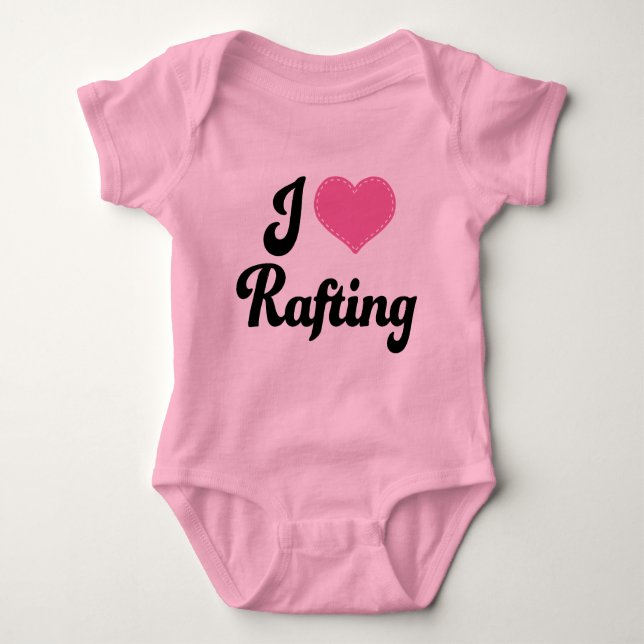 I Love (Heart) Rafting Baby Bodysuit (Front)
