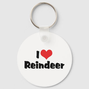 I Love Heart Reindeer Key Ring