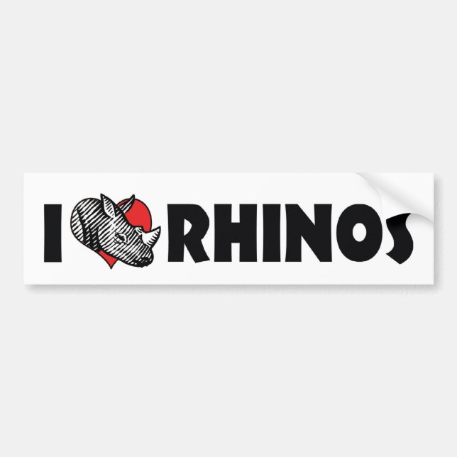 I Love Heart Rhinos - Rhinoceros Lover Bumper Sticker (Front)