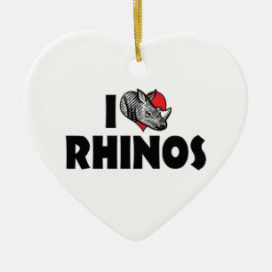 I Love Heart Rhinos - Rhinoceros Lover Ceramic Ornament
