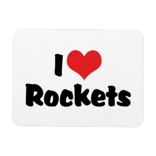 I Love Heart Rockets - Space Exploration Magnet