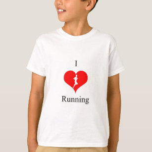 I Love Heart Running Health Fitness T-Shirt
