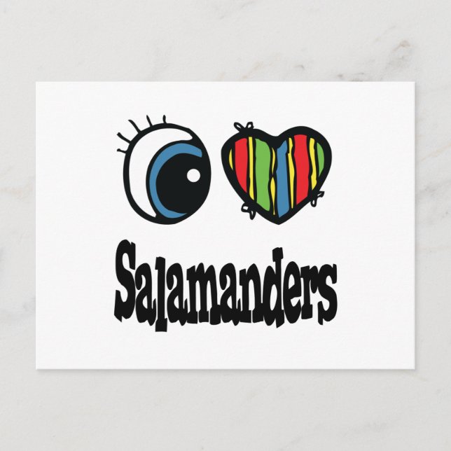 I Love (Heart) Salamanders Postcard (Front)