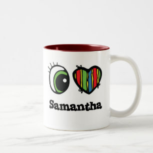 I Love (Heart) Samantha Two-Tone Coffee Mug