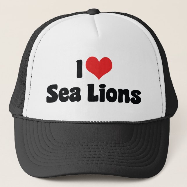 I Love Heart Sea Lions Trucker Hat (Front)