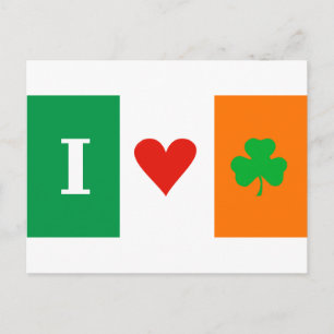 I Love Heart Shamrock Ireland Postcard