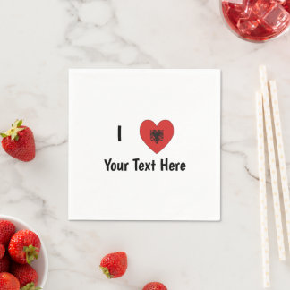 I LOVE (Heart Shaped Albanian Flag) Personalised Napkin