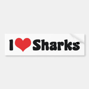 I Love Heart Sharks - Shark Lover Bumper Sticker