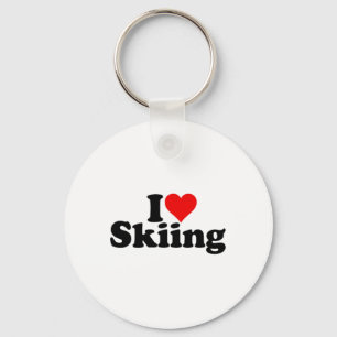 I Love Heart Skiing Skis Snowboarding Key Ring