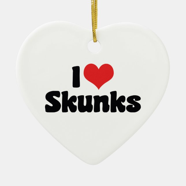 I Love Heart Skunks Ceramic Ornament (Front)