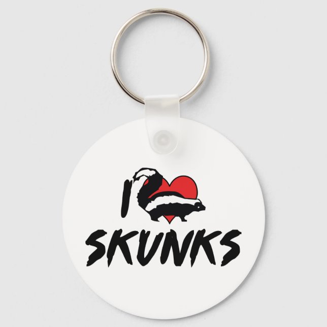 I Love Heart Skunks Key Ring (Front)