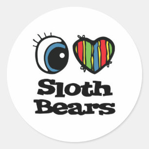I Love (Heart) Sloth Bears Classic Round Sticker