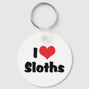 I Love Heart Sloths Key Ring