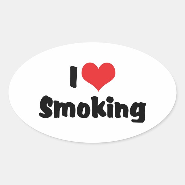 I Love Heart Smoking - Tobacco Cigarette Smokers Oval Sticker (Front)