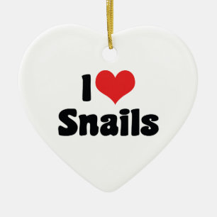 I Love Heart Snails Ceramic Ornament
