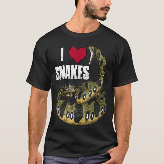 I Love Heart Snakes  Reptile Lovers Snake lover T-Shirt (Front)