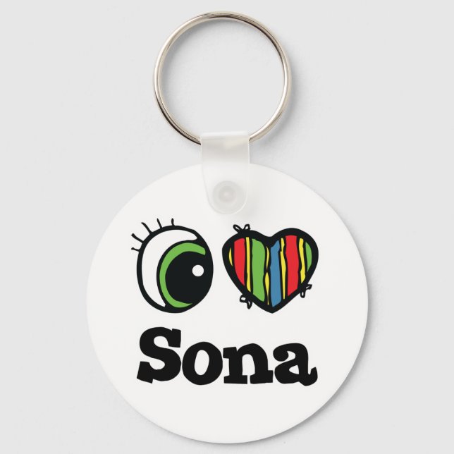 I Love (Heart) Sona Key Ring (Front)