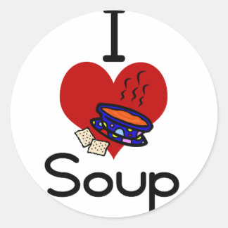 I love -heart soup classic round sticker