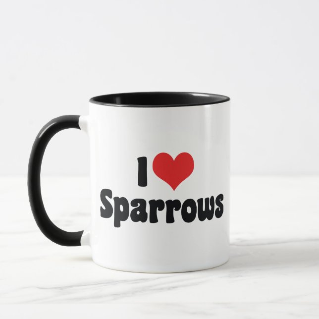 I Love Heart Sparrows - Bird Lover Mug (Left)