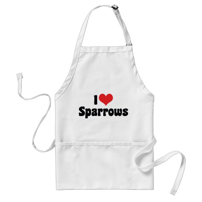 I Love Heart Sparrows - Bird Lover Standard Apron (Front)