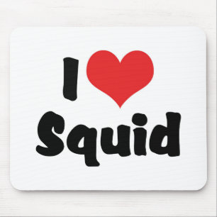 I Love Heart Squid Mouse Pad