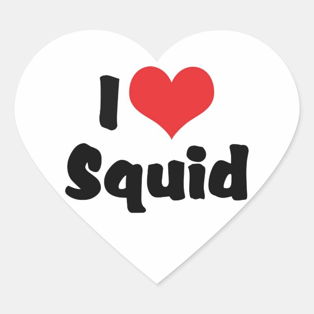 I Love Heart Squid Sticker (Front)