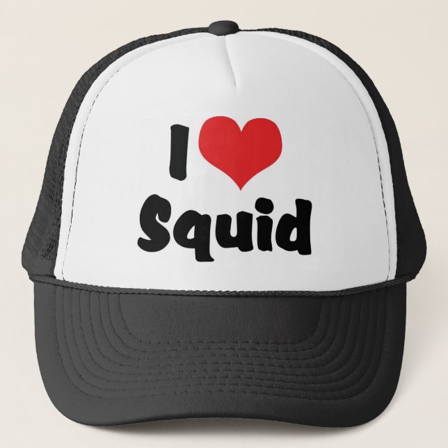 I Love Heart Squid Trucker Hat (Front)