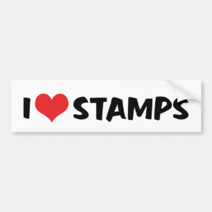 I Love Heart Stamps - Stamp Collector Philatelist Bumper Sticker