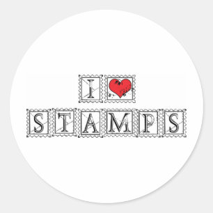 I Love Heart Stamps - Stamp Collector Philatelist Classic Round Sticker