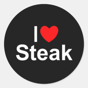 I Love (Heart) Steak Classic Round Sticker