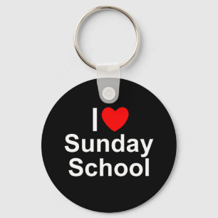 I Love (Heart) Sunday School Key Ring