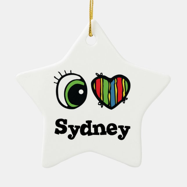 I Love (Heart) Sydney Ceramic Tree Decoration (Front)
