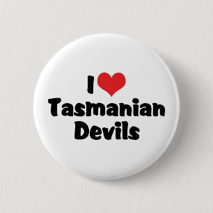 I Love Heart Tasmanian Devils 6 Cm Round Badge