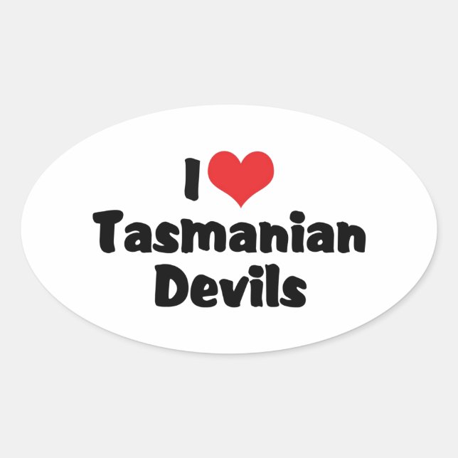 I Love Heart Tasmanian Devils Oval Sticker (Front)