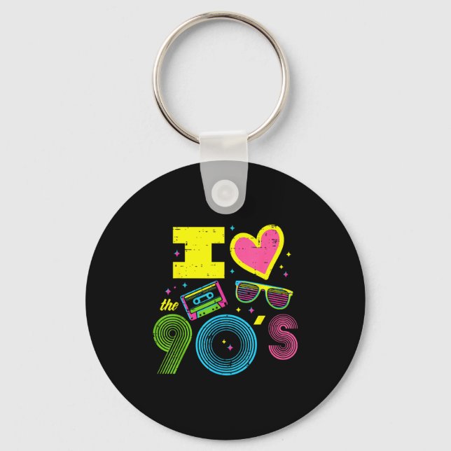 I Love Heart The 90s Retro Throwback Vibes Women M Key Ring (Front)
