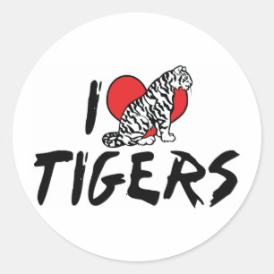 I Love Heart Tigers - Tiger Lover Classic Round Sticker