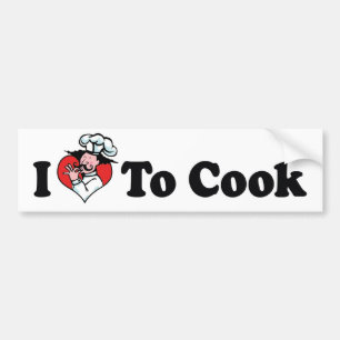 I Love Heart To Cook - Chef Baker Cooking Lover Bumper Sticker
