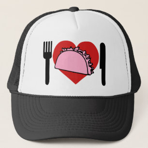 I Love Heart To Eat Pink Tacos Knife Fork Trucker Hat