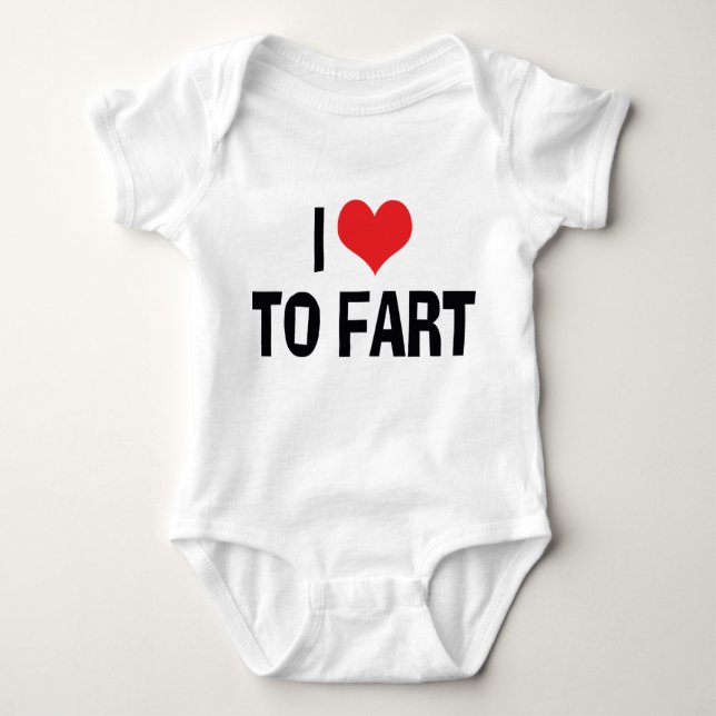 I Love Heart To Fart - Funny Fart Humour Baby Bodysuit (Front)