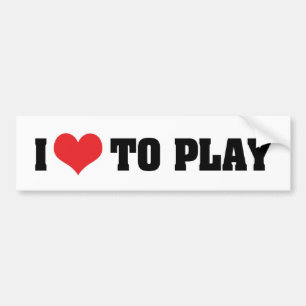 I Love Heart To Play - Sports Basketball Football Bumper Sticker