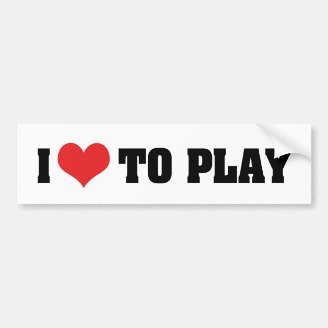 I Love Heart To Play - Sports Basketball Football Bumper Sticker (Front)