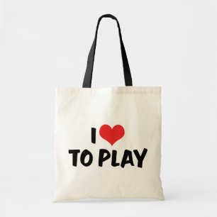 I Love Heart To Play - Sports Basketball Football Tote Bag